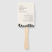 白黒パター市松模様にン結婚式 プログラム ハンドファン (正面)