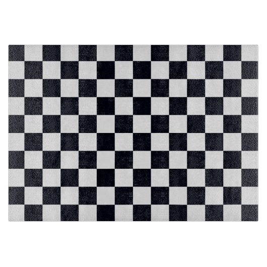 白黒パター市松模様にン カッティングボード (正面)