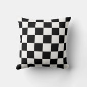 白黒パター市松模様にン、モノグカスタムラム クッション (裏面)