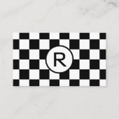 白黒パター市松模様にン、モノグカスタムラム 名刺 (正面)