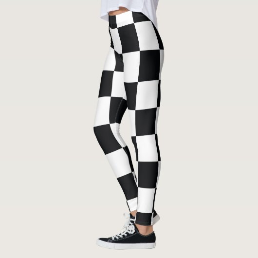 白黒パター市松模様にン レギンス (左)