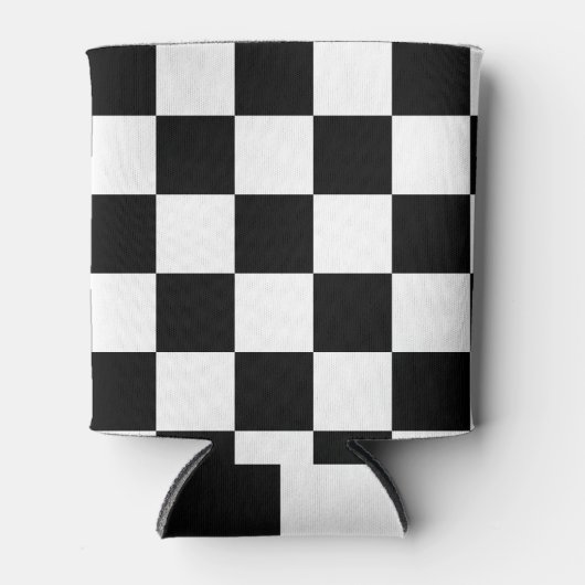白黒パター市松模様にン 缶クーラー (正面)