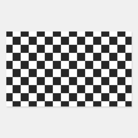 白黒パター市松模様にン 長方形シール (正面)