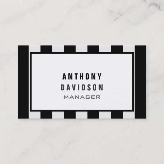 白黒パター縁どンストライプの名刺 名刺 (正面)