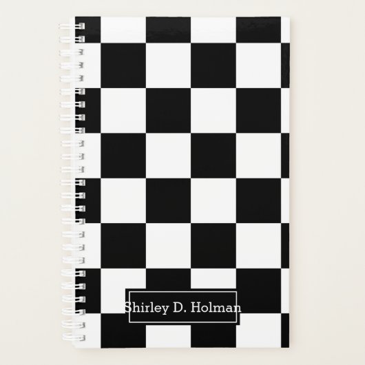 白黒パタ市松模様にーン プランナー手帳 (正面)