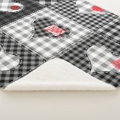 白黒パッチワークハートシームレス。 シェルパブランケット (3/4)