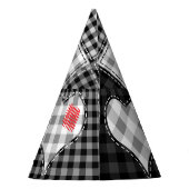 白黒パッチワークハートシームレス。 パーティーハット (裏面)