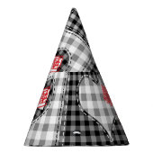 白黒パッチワークハートシームレス。 パーティーハット (右)