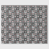 白黒パッチワークハートシームレス。 ラッピングペーパー (フラット)