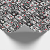 白黒パッチワークハートシームレス。 ラッピングペーパー (角)