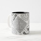 白黒パッチワークレースコーヒーマグ ツートーンマグカップ (正面左)