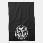 白黒パパパーソナライズされたBBQグリルファーザ キッチンタオル (縦)