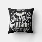 白黒パパパーソナライズされたBBQグリルファーザ クッション (裏面)