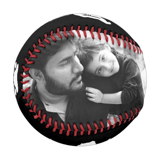 白黒パパベアの父の日のカスタム 野球ボール (正面左)