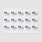 白黒パピヨンかわいい漫画の犬のパターン 薄葉紙 (正面)