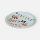 白黒パピヨンドッグカラフル誕生日 ペーパープレート (アングル)