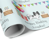 白黒パピヨンドッグカラフル誕生日 ラッピングペーパー (ロールコーナー)