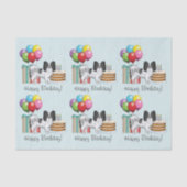 白黒パピヨンドッグカラフル誕生日 薄葉紙 (正面)