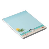 白黒パピヨンドッグ熱帯夏ビーチ ノートパッド (アングル)