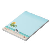 白黒パピヨンドッグ熱帯夏ビーチ ノートパッド (回転)