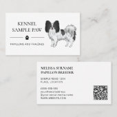 白黒パピヨン漫画の犬 – 犬の犬小屋 名刺 (正面/裏面)