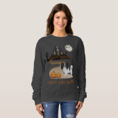 白黒パピヨン&ハロウィーンハ幽霊のよく出るウス スウェットシャツ (正面フル)