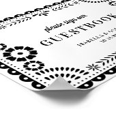 白黒パペル・ピカド結婚のゲストブックサイン ポスター (角)