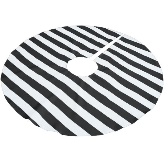 白黒パラレルストライプクリスマスホリデー ブラッシュドポリエステルツリースカート (アングル)