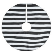 白黒パラレルストライプクリスマスホリデー ブラッシュドポリエステルツリースカート (正面)