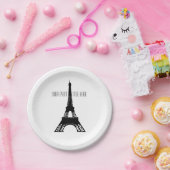 白黒パリエッフェル塔 ペーパープレート (パーティー)