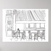 白黒パリカフェポスター ポスター (正面)