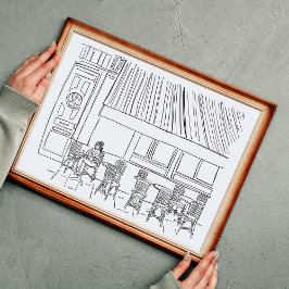 白黒パリカフェポスター ポスター