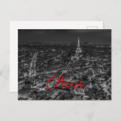 白黒パリシティナイトエッフェルタワーヨーロッパ シーズンポストカード (正面/裏面)