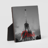 白黒パリシティナイトエッフェルタワーヨーロッパ フォトプラーク (正面)