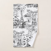 白黒パリタワーエッフェルタオルセット バスタオルセット (ハンドタオル)
