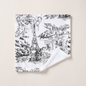 白黒パリタワーエッフェルタオルセット バスタオルセット (ウォッシュタオル)