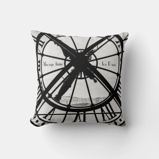 白黒パリテーマホームデコール引用文 クッション (正面)