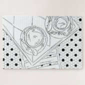 白黒パリビストロテーブルジグソーパズル ジグソーパズル (横)