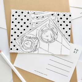 白黒パリビストロハガキ インビテーションポストカード