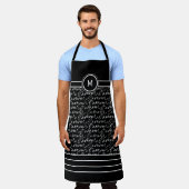 白黒'パリ夢'モノグラム エプロン (着用した状態)