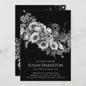 白黒パンジー葬儀記念のお知らせ 招待状 (正面/裏面)