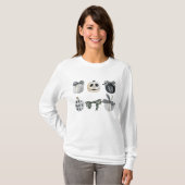 白黒パンプキンコケットボウハロウィーン Tシャツ (正面フル)