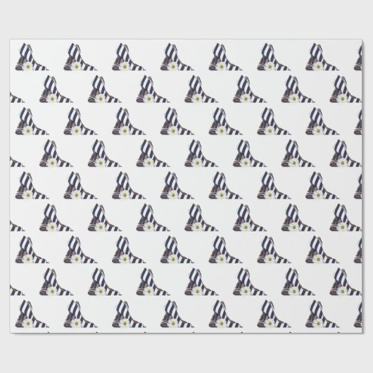 白黒パンプストライプのス(デイジー) ラッピングペーパー (フラット)