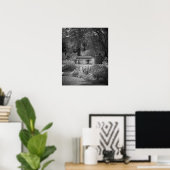 白黒パークベンチ16x20ポスタープリント ポスター (ホームオフィス)