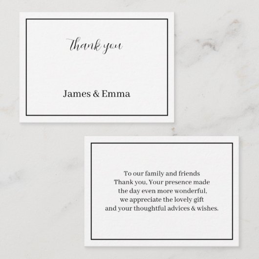 白黒パーソナライズされたお結婚礼 ノートカード (正面/裏面)