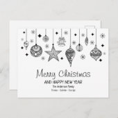 白黒パーソナライズされたのクリスマスバウブル ポストカード (正面/裏面)