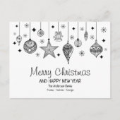 白黒パーソナライズされたのクリスマスバウブル ポストカード (正面)
