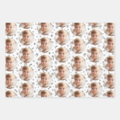 白黒パーソナライズされたのクリスマス写真 ラッピングペーパーシート (正面3)