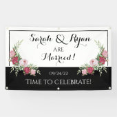 白黒パーソナライズされたのバナ結婚ー 横断幕 (横)