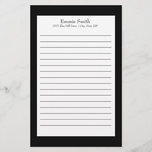 白黒パーソナライズされたの文房具 便箋 (正面)